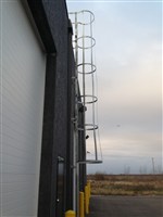 Galvanized Ladder with Cage and Lockout